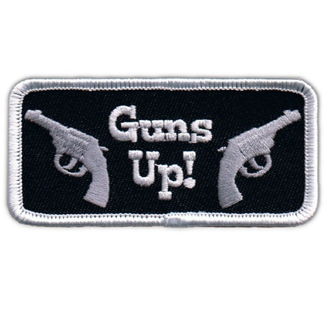 GUNS UP PATCH Pistol, Revolver, Hand Gun Badge 3.25" (Clearance, Iron