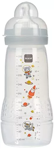 MAM Fläschchen mit Schnuller Bedruckt 330 ml Orange Kinder Baby Trinkflasche