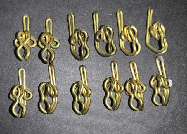 Antique Lot of (12) BRASS Victorian Edwardian PICTURE HANGERS 1" Use with NAIL