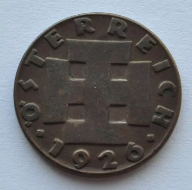 1926 Austria 2 Groschen Coin aUNC