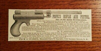 Harper's Weekly 1875 Advertisement POPES RIFLE AIR PISTOL PECK AND SYNDER NY