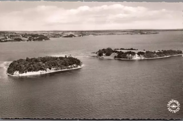 AK Flensburg, Ochseninsel Fliegeraufnahme Panorama Schöning Luftbild  (Nr. 2264)