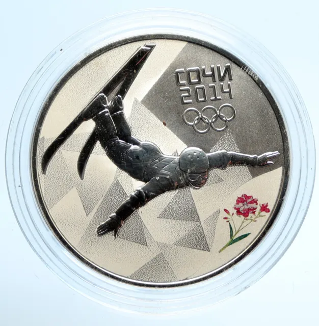 2014 RUSSIA Sochi Olympics Freestyle Skiing Proof Silver 3 Rouble Coin i95919