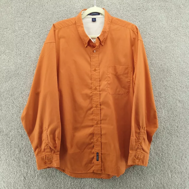 Port Authority Mens Size XL Shirt Orange Long Sleeve Button-Up Dress Shirt Woven