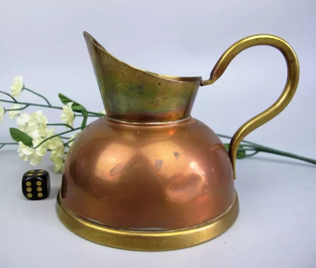 Copper & Brass Jug. Milk / Water. Edwardian antique / vintage. Small 4.25"