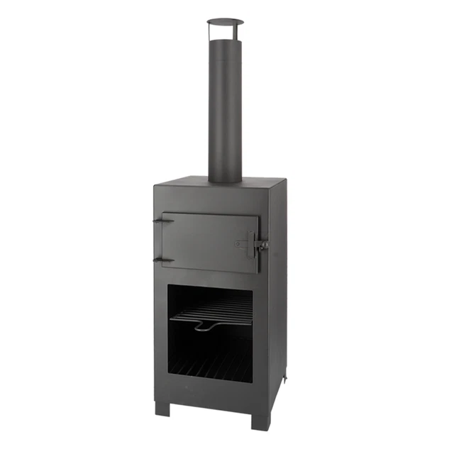 Outdoor Kamin, Terrassenofen, Pizza Ofen mit Brennrost, Eisen schwarz