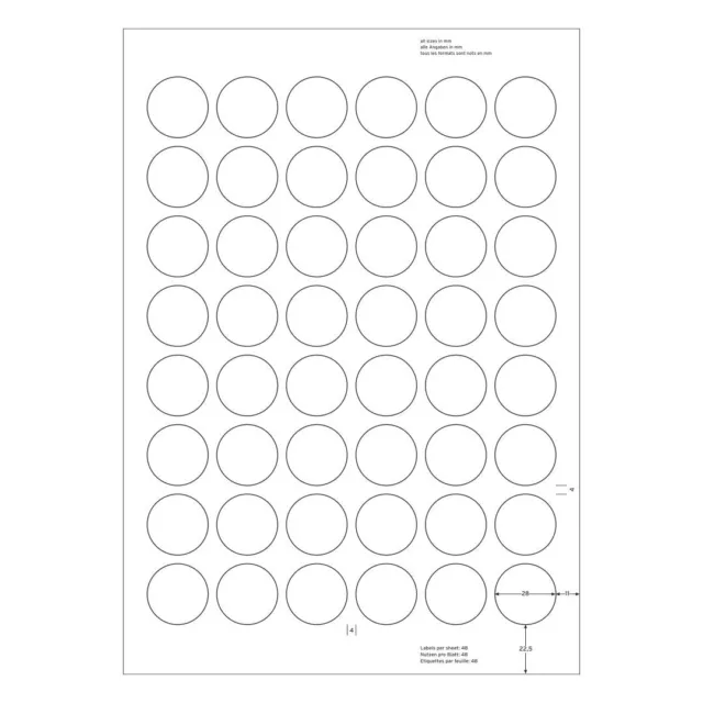 5 Blatt 28mm runde Etiketten Weiß MaySpies Premium Laser 28x28 mm Rund