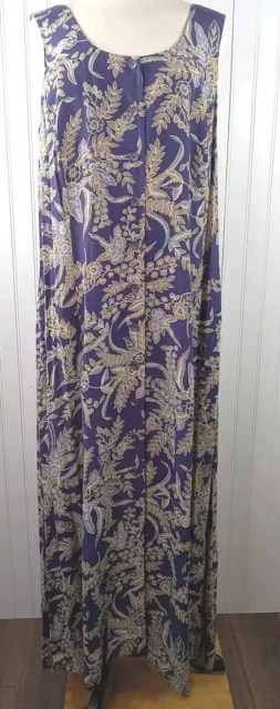 Coldwater Creek Womens Maxi Dress Size 16 Floral Button Up X Back