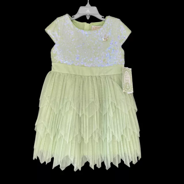 Disney Store Tiana Dress Fancy Party Designer Princess & Frog Green Sequin 5/6 Y