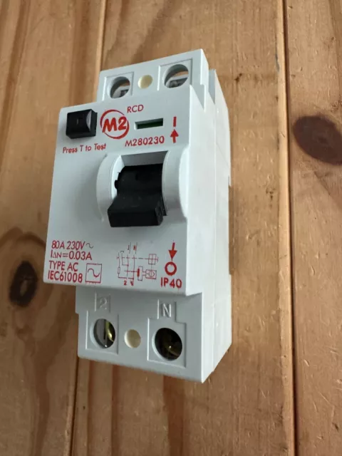 M2 80a 30ma M280230 Type AC 30mA 230V 2 POLE RCD RCCB