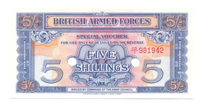 GB British Armed Forces Special Voucher 5 Shillings 2nd Series 1948 UNC #M20d