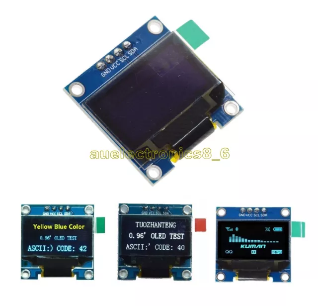 0.96"  White Yellow Blue 128X64 OLED I2C IIC Serial LCD LED SSD Display AU