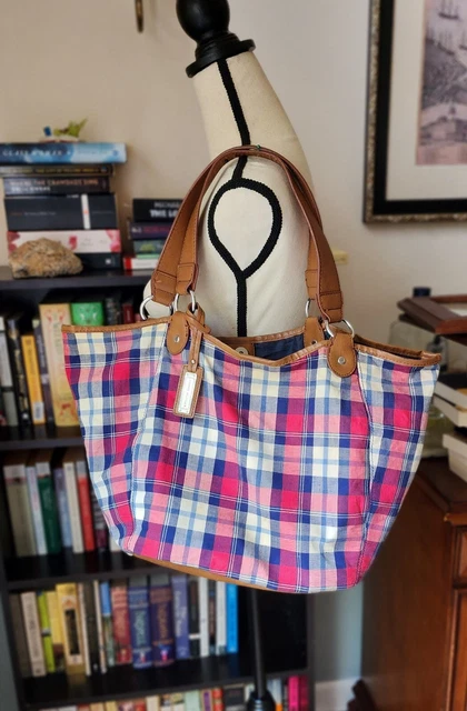 Vintage Tommy Hilfiger Red and Blue Plaid Shoulder Bag Tote Style 
