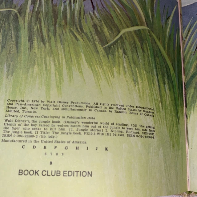 Vintage 1974, The Jungle Book - Walt Disney's The Wonderful World Of Reading, HC 3