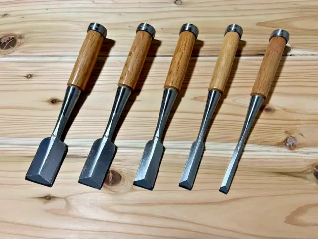 Nomikatsu Oire Nomi Japanese Bench Chisel Set of 5 Mulch Hollows Ura Shinogi