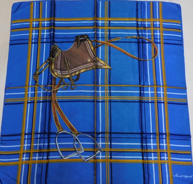 Foulard Vintage Femme 100% Soie Pure – Motif Années 80, Dimensions 74x76cm – Occasion Très Bon état