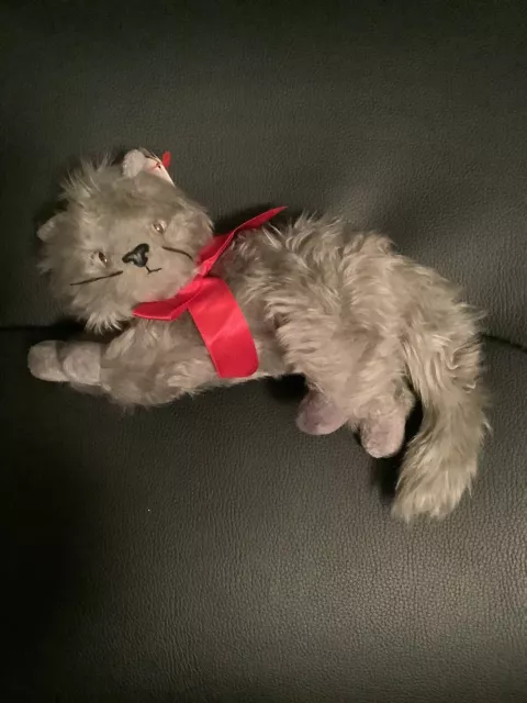 TY BEANIE BABIES BEANI THE GREY CAT Cuddly Soft Plush Toy With Tag PERSIAN/BABY
