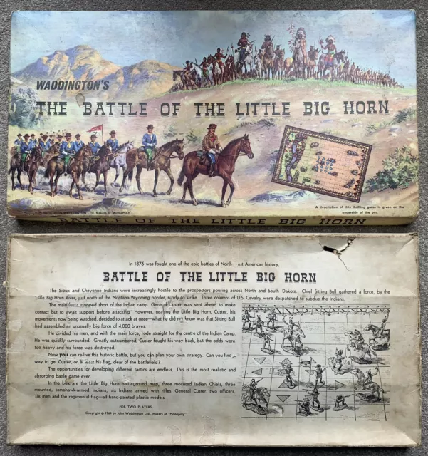 THE BATTLE OF THE LITTLE BIG HORN 1964 VINTAGE WAR GAME Rare Boxed WADDINGTON'S