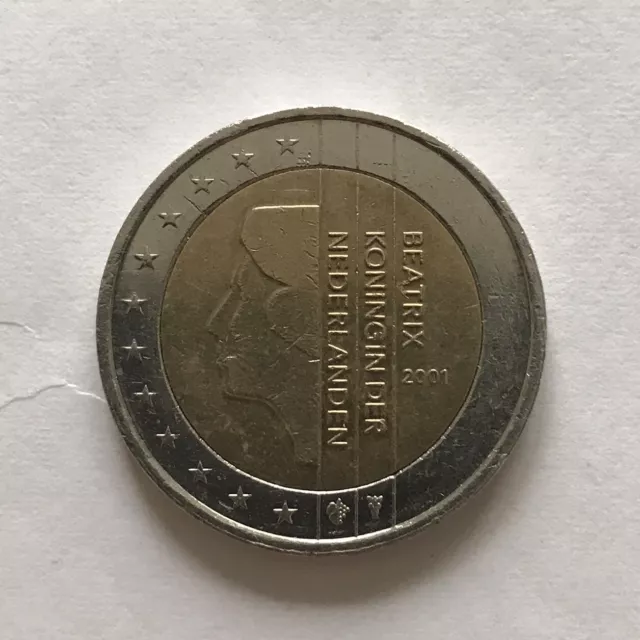 Piece de 2 euros 2001 Beatrix Koningin Der Nederlanden Pays-Bas