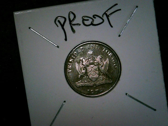 1974 trinidad and tobego proof quarter 25 cents