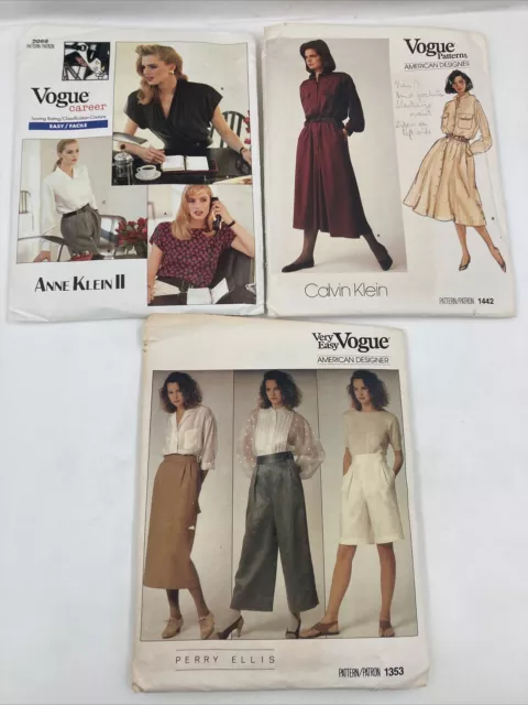 Vogue Designer Patterns Lot Of 3 Klein Ellis Klein Cut With Instructions C12a