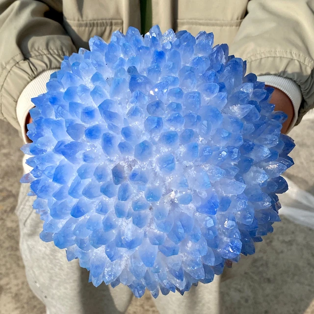 8.8LB New Find BLUE Phantom Quartz Crystal Cluster Mineral Specimen Healing