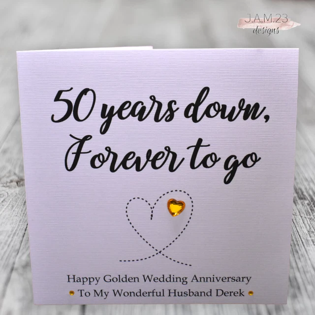 PERSONALISED 50TH GOLDEN Wedding Anniversary Card Husband Wife £3.80 ...