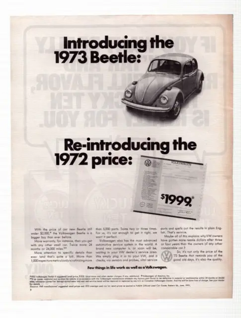 Vintage Print Ad 1972 Volkswagen Beetle