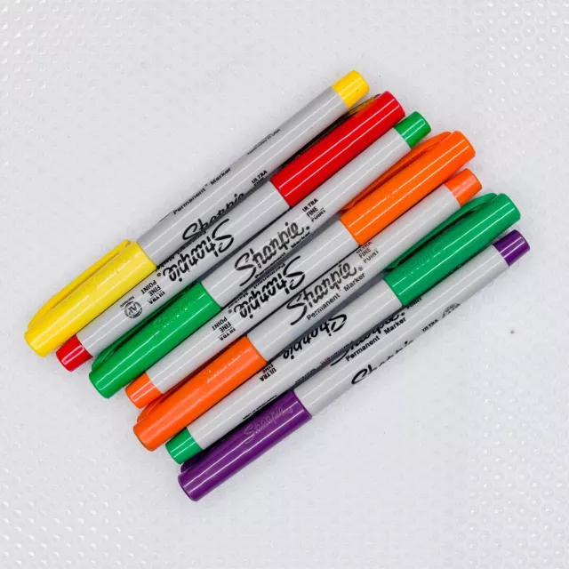 Sharpie Ultra Fine Point Used Multicolor Permanent Markers/Pens - Lot Of 7 - #22
