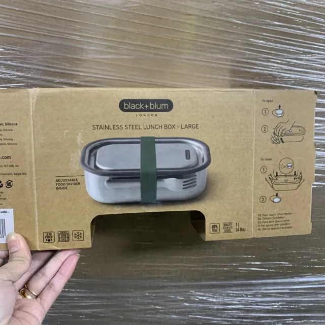 Stainless-steel Lunchbox Leakproof Plastic Free Vacuum Valve 1ltr Black and Blum