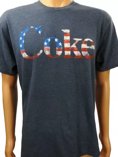 Coca Cola Coke American Flag Patriot Patriotic Blue T Shirt Sz L