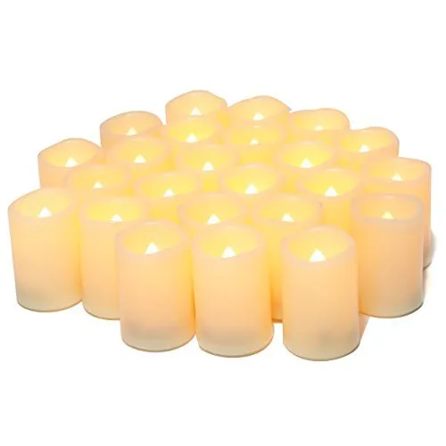 24 bougies plates à LED avec effet flamme vacillante