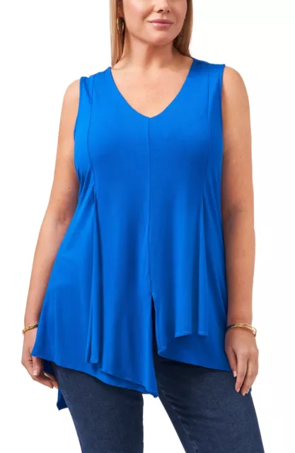 MSRP $89 Plus Vince Camuto Asymmetric Pleated Hem Top Size 3X NWOT (WRINKLED)