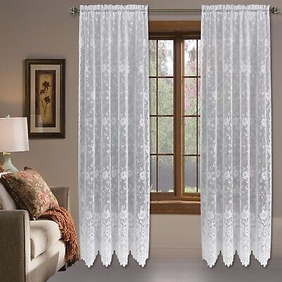 Shabby Chic Floral Lace Window Curtain Panels/Balloon Curtains Separate Valances