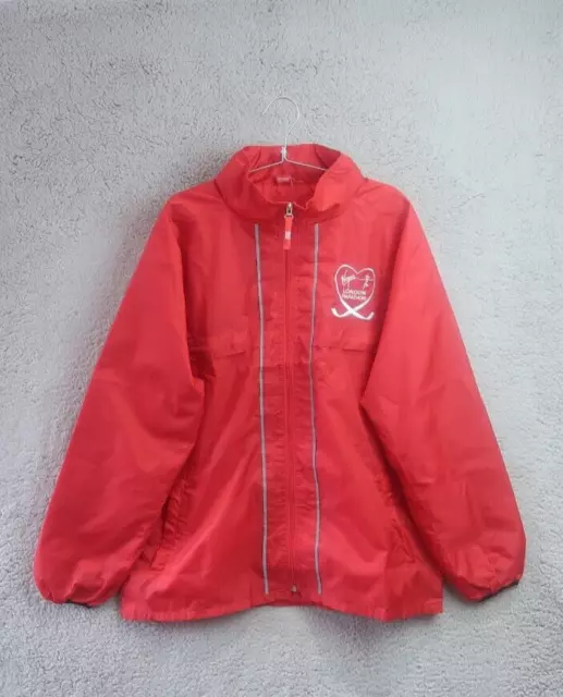Virgin London Marathon Jacket Adults Large Red Windbreaker Nylon Coat Mens