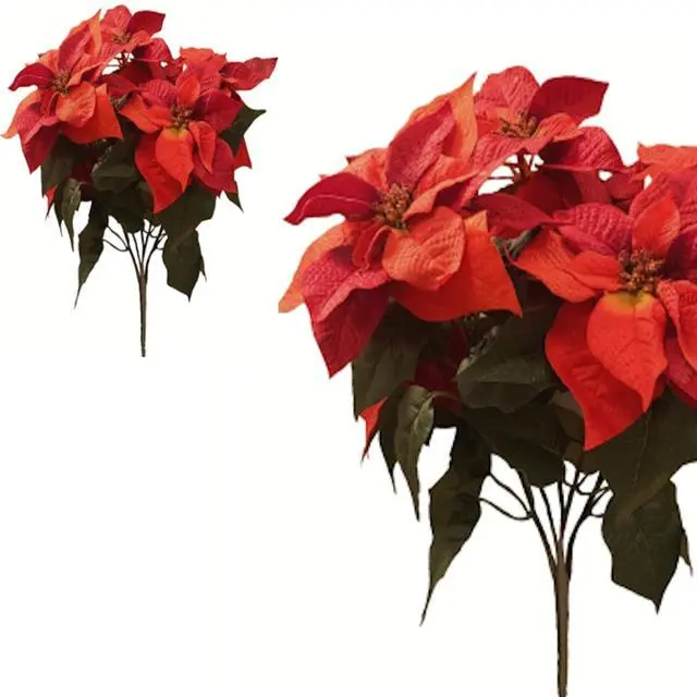 Red Poinsettia x5 Stem Bouquet 46cm - Luxury Christmas Flowers