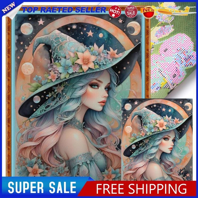 FULL EMBROIDERY ECO-COTTON Thread 14CT Printed Witch Cross Stitch Kit ...