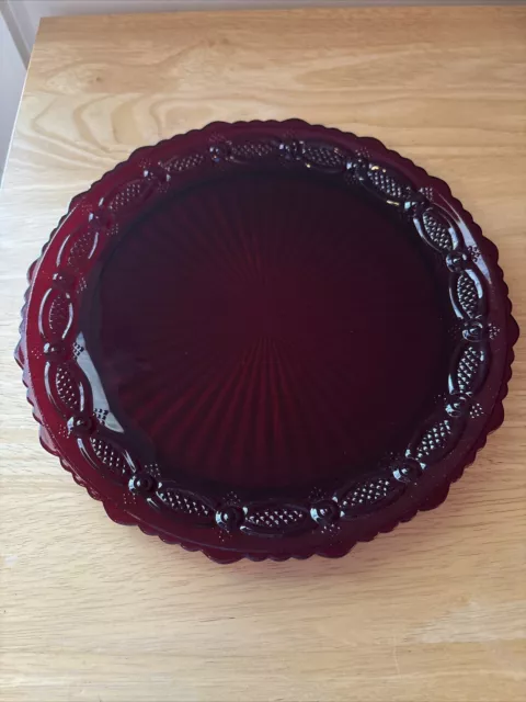 Avon 1876 Cape Cod DINNER Plate Dish Ruby Red Cranberry Glass Vintage