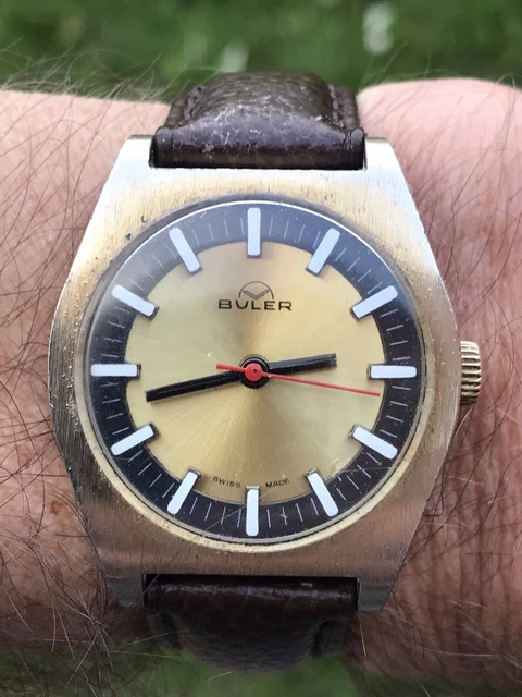 VINTAGE BULER SWISS Made Gents Watch 1970s £15.00 - PicClick UK