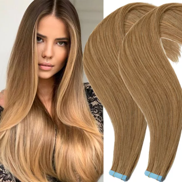 Indisches Remy Echthaar Tape in Extensions Human Hair Weft Haarverlängerung Lang