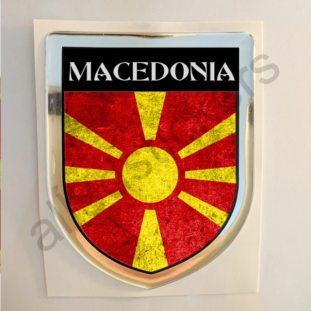 Macedonia Adesivi Scudetto 3D Bandiera Sporco Resinato Adesivo Vinile Resinati