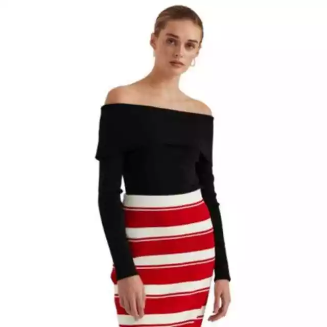 Lauren Ralph Lauren Women's Black Off-the-Shoulder Sweater, Long Sleeve, Small