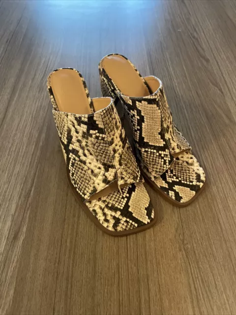 NIB Urban Outfitters Benson Mule Sandals Size 8MSnake Print Block Platform MP$69 2