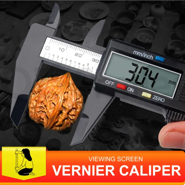 150mm 6'' Inch Electronic Digital Vernier Caliper Micrometer Gauge Carbon Fiber