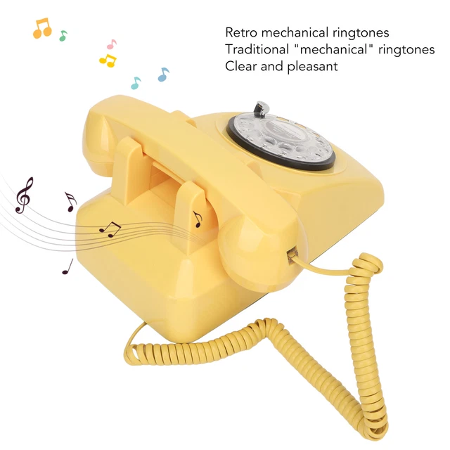 LANDLINE DESK PHONE Retro Dial Telephone Yellow Classic For Home £42.18