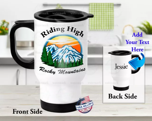Riding High Rocky Mountains - Stainless Steel Thermal 14oz Insulated Travel Mug