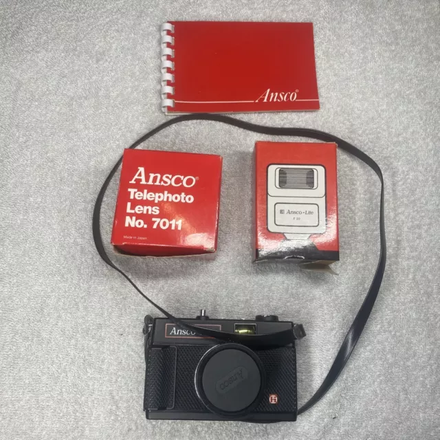 Ansco 1065 with Flash and Ansco Telephoto lens, film camera