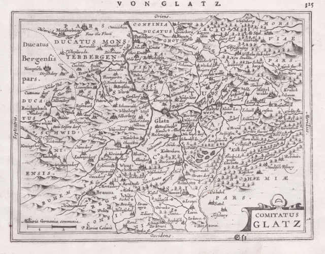 Comatitus Glatz Klodzko Niederschlesien Polska Poland map Karte Mercator 1651