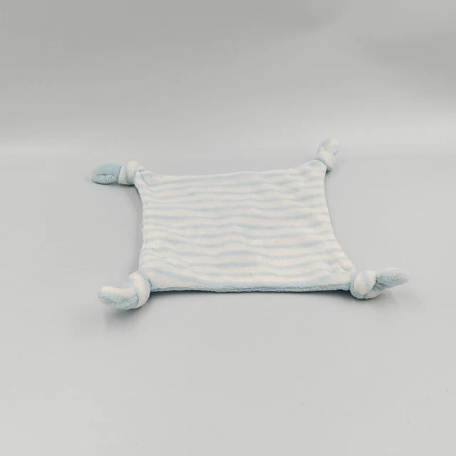 Doudou plat carré bleu blanc rayé MES PETITS CAILLOUX CMP - 30060