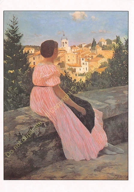 CP ART TABLEAU FRéDéRIC BAZILLE La Robe rose ou Vue de Castelnau-le-Lez